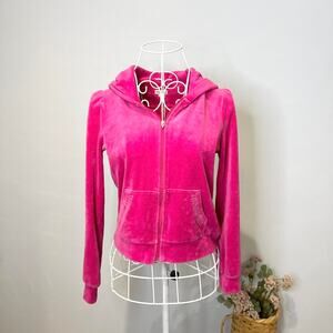 Vintage y2k juicy couture hot pink ‘juicy’ sweatshirt zip up hoodie